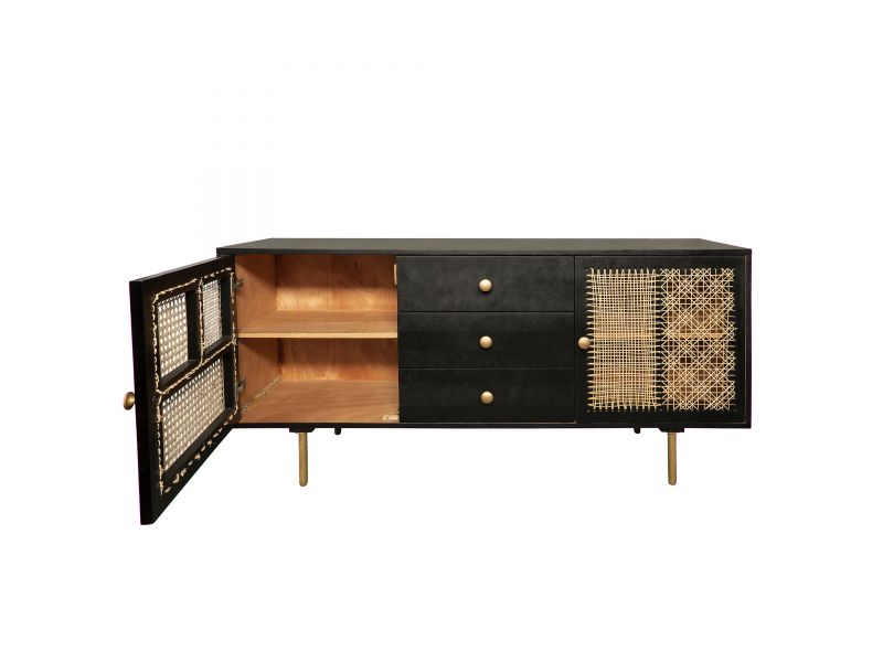 Wood Cane Patchwork Sideboard/Console